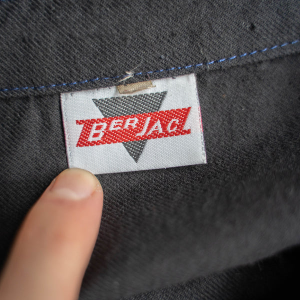 1980s Europe work grandpa shirt -black dyed-