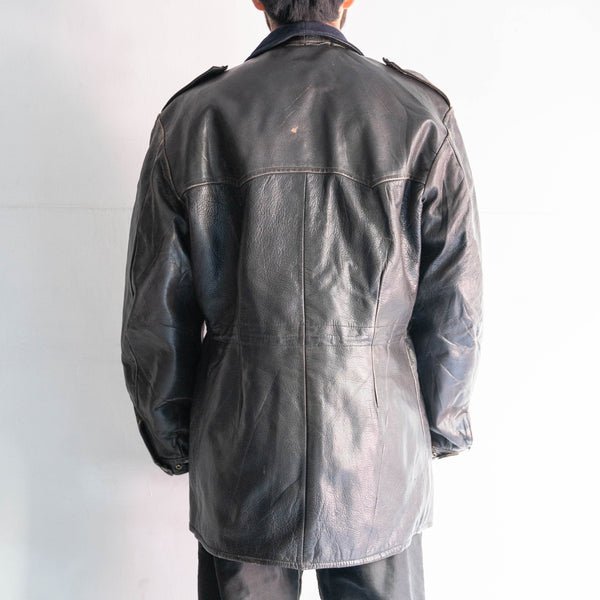 around 1950s Swedish military goat skin leather car coat