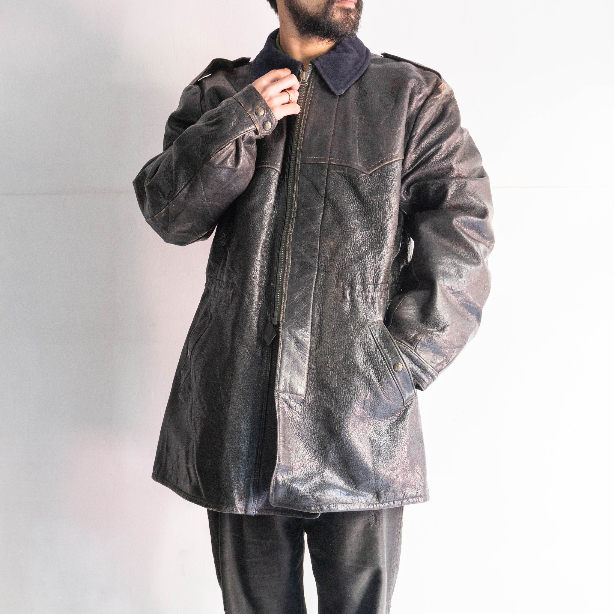 1950s France leather coat フランス軍 レザー 1950s French army leather jacket