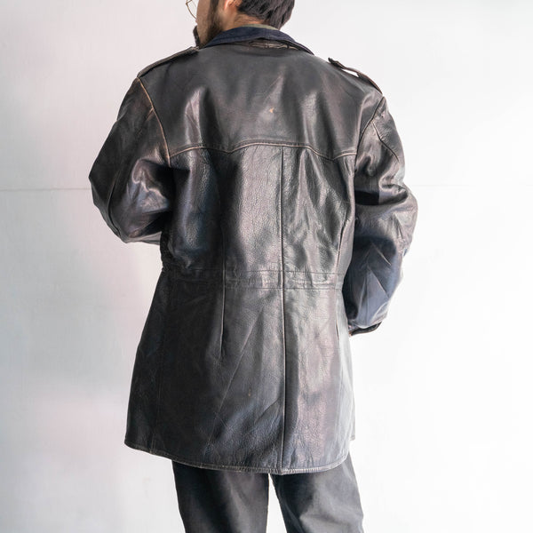 around 1950s Swedish military goat skin leather car coat