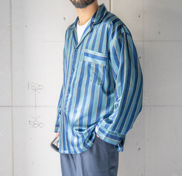 around 1990s Europe blue based stripe pajama shirt