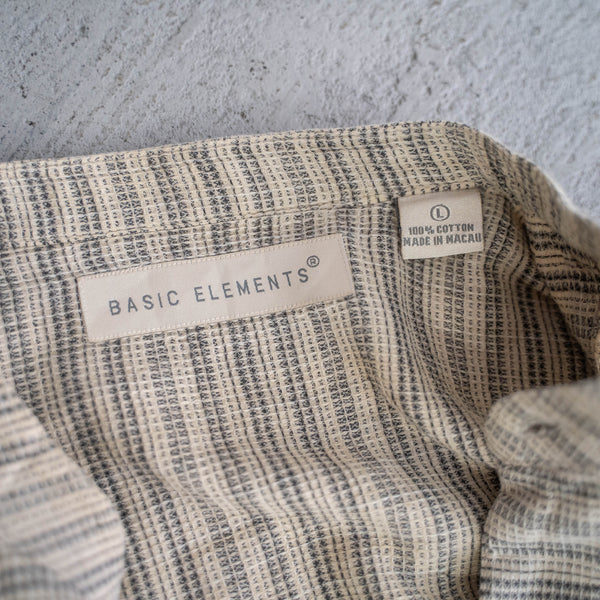 1990s ivory × black border no collar shirt