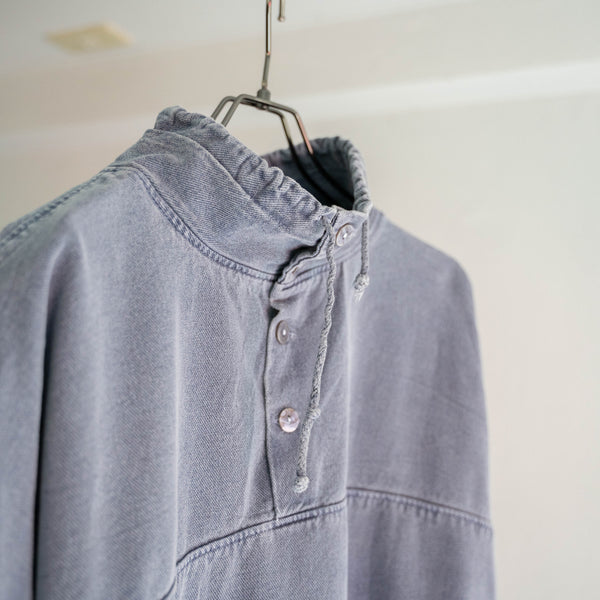 1990s faded blue cotton smock -big size-
