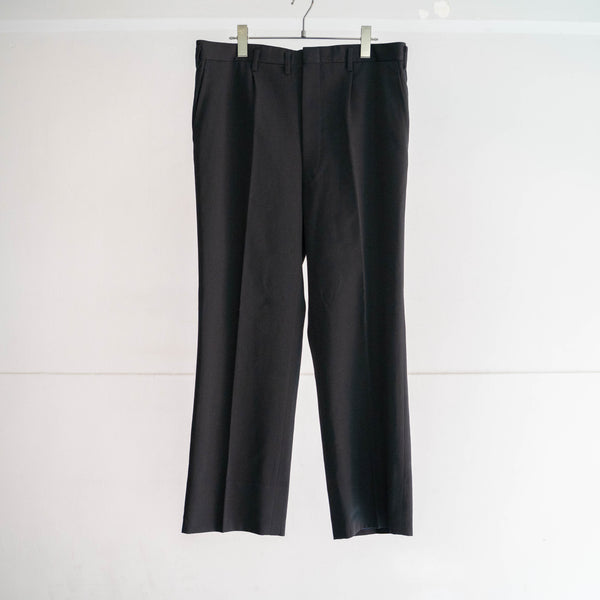 1980s Japan vintage black wool 1 tuck slacks -2