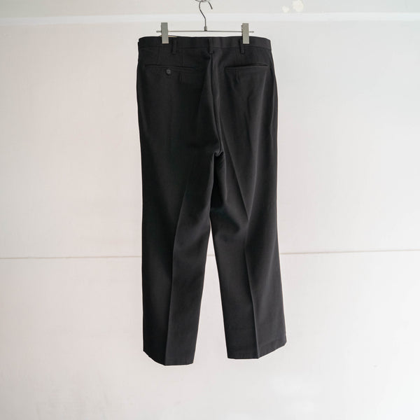 1980s Japan vintage black wool 1 tuck slacks -2