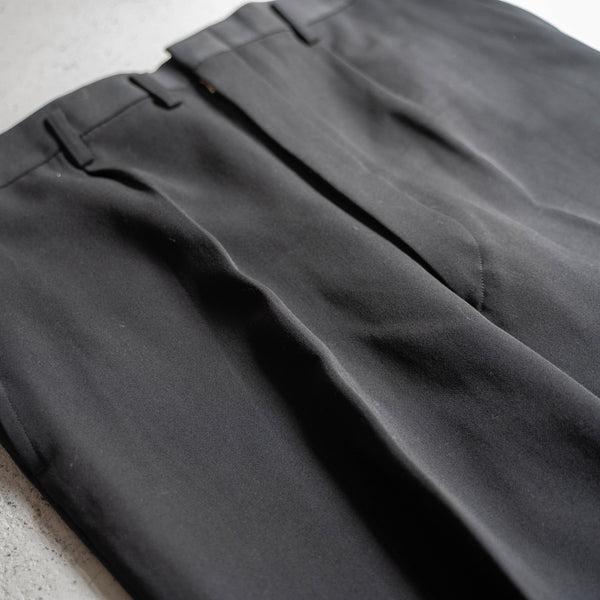 1980s Japan vintage black wool 1 tuck slacks -2