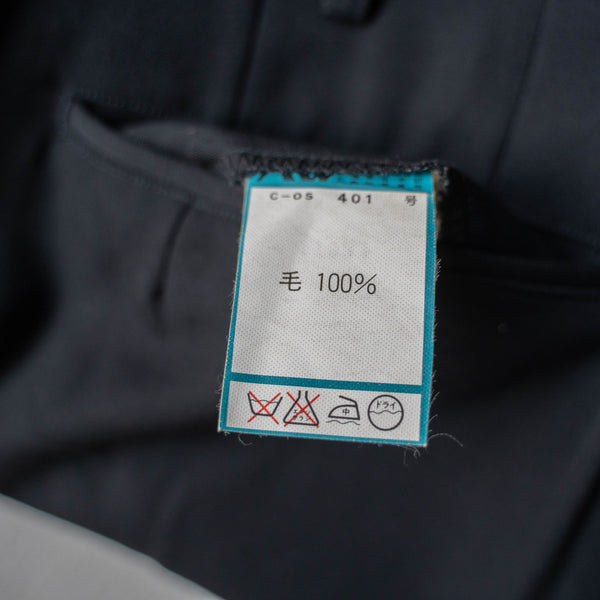 1980s Japan vintage black wool 1 tuck slacks -2