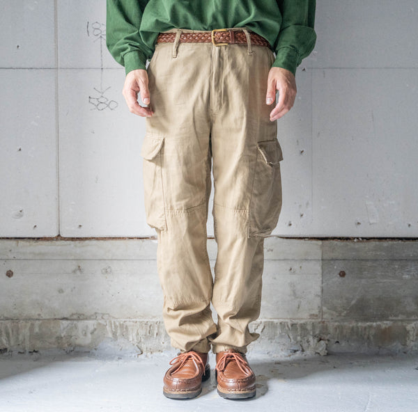 1980-90s Norway military beige color cargo pants -with side adjuster-　