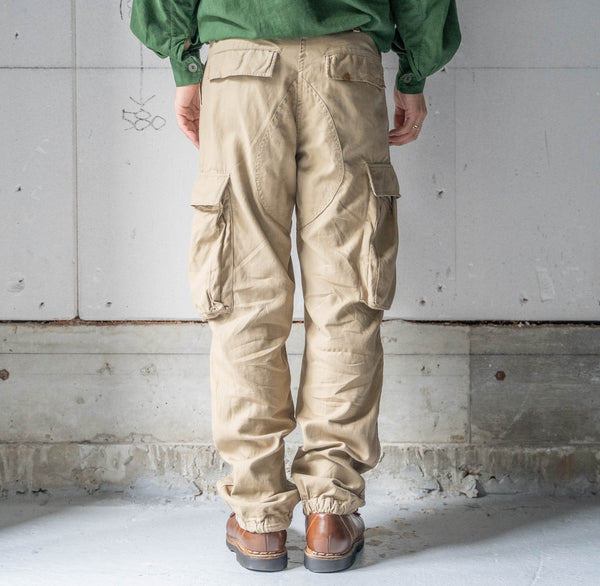 1980-90s Norway military beige color cargo pants -with side adjuster-　