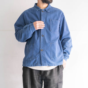 1970-80s France blue color cotton twill work jacket 'good damage'