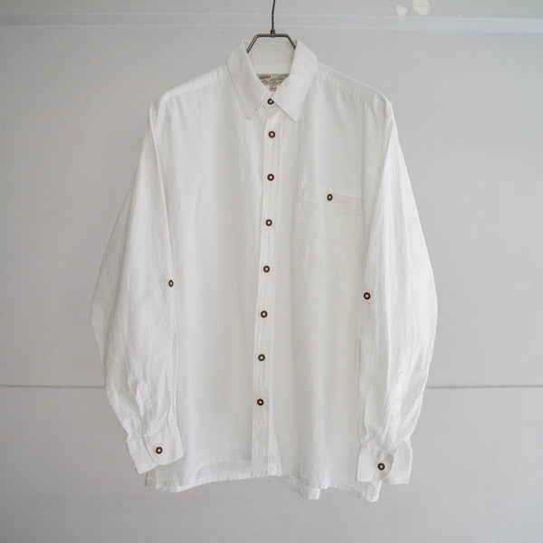 around 1990s white color tyrolean shirt 'with pocket'