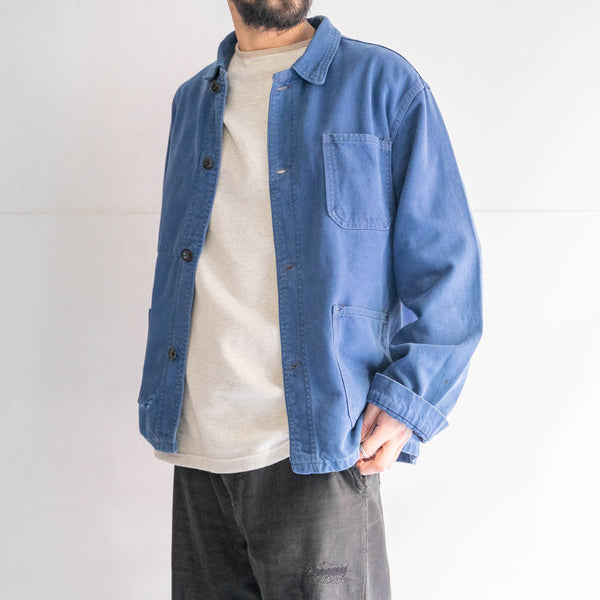 1970-80s France blue color cotton twill work jacket 'good damage'