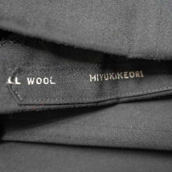 1980s Japan vintage black wool 1 tuck slacks -4