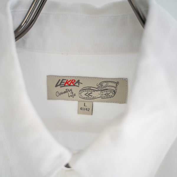 around 1990s white color tyrolean shirt 'with pocket'