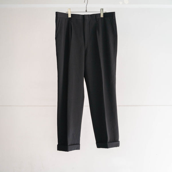 1980s Japan vintage black wool 1 tuck slacks -5