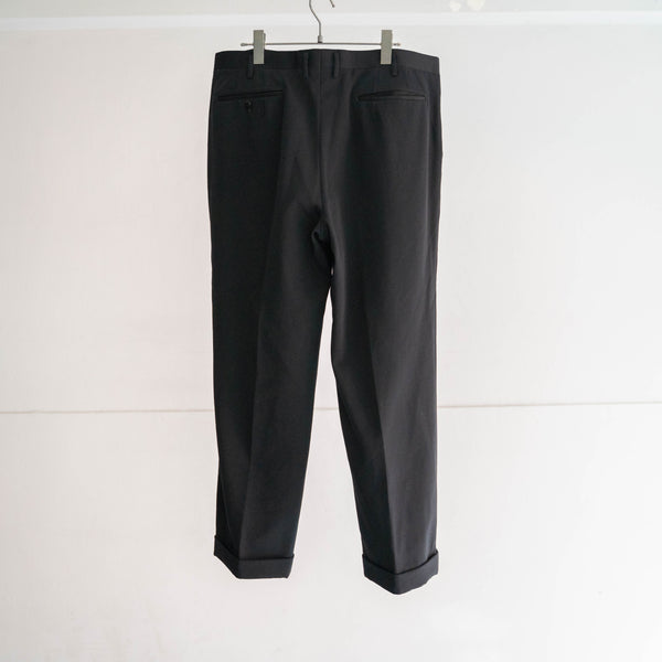 1980s Japan vintage black wool 1 tuck slacks -5