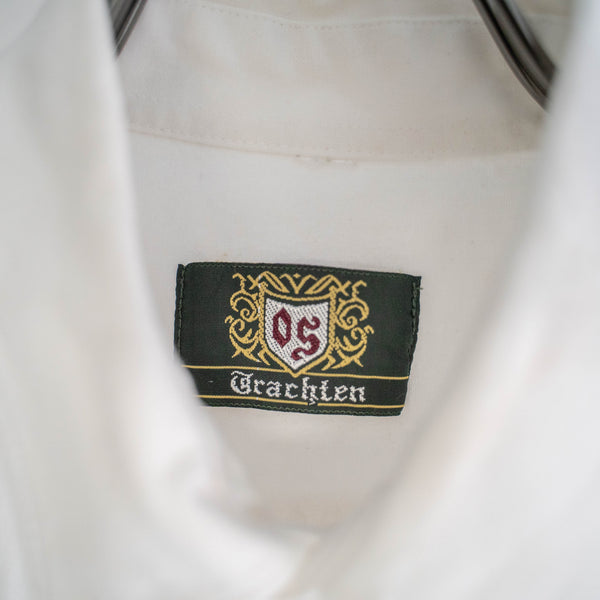 around 1990s white color tyrolean shirt 'with front design'