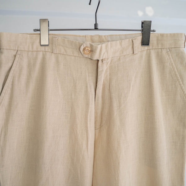 1990s ivory color linen 100 tapered pants