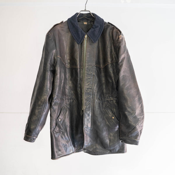 around 1950s Swedish military goat skin leather car coat