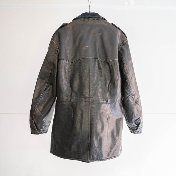 around 1950s Swedish military goat skin leather car coat