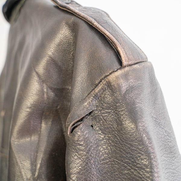 around 1950s Swedish military goat skin leather car coat