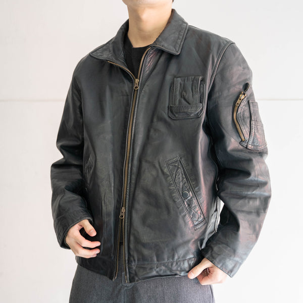1970-90s French military pilot leather jacket -civilian type- -3