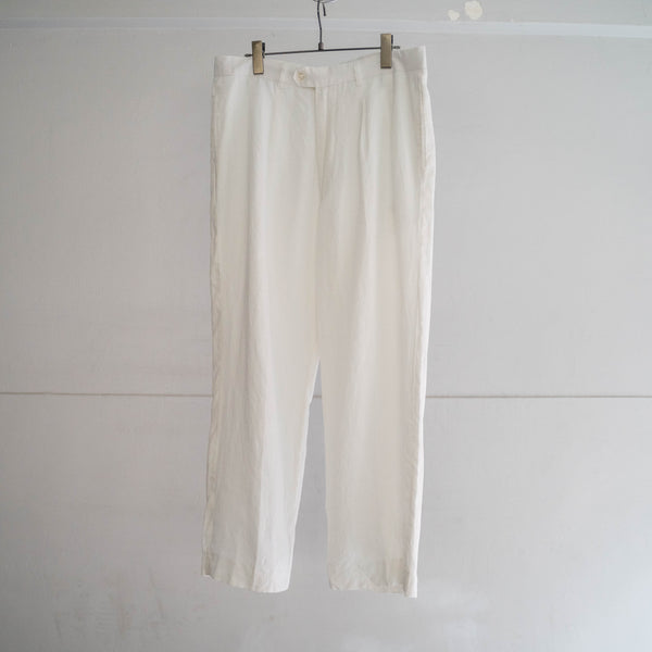 around 1990s white linen 2 tuck wide pants