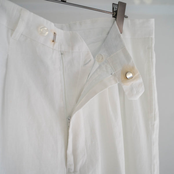 around 1990s white linen 2 tuck wide pants
