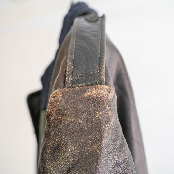 around 1950s Swedish military goat skin leather car coat