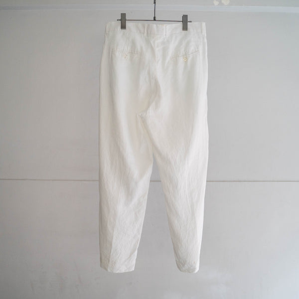 around 1990s white linen 2 tuck wide pants