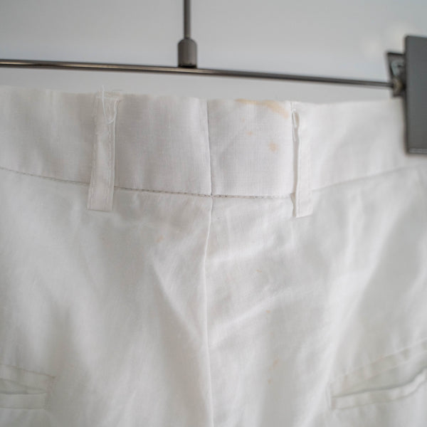 around 1990s white linen 2 tuck wide pants