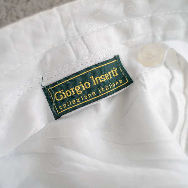 around 1990s white linen 2 tuck wide pants