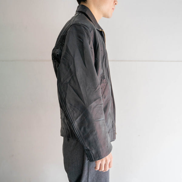 1970-90s French military pilot leather jacket -government supply- 92C