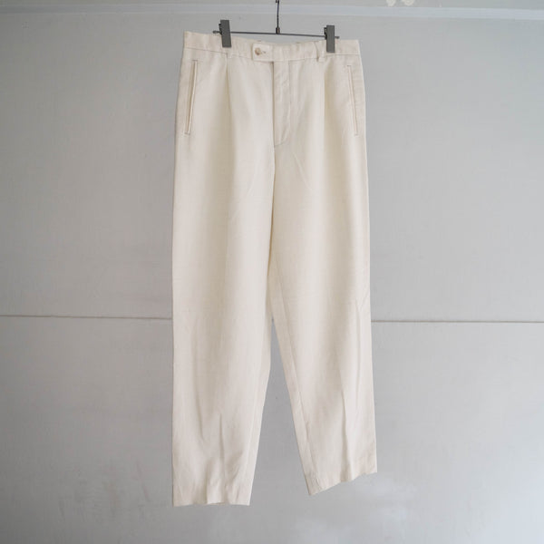 1990s off white poly × linen one tuck pants