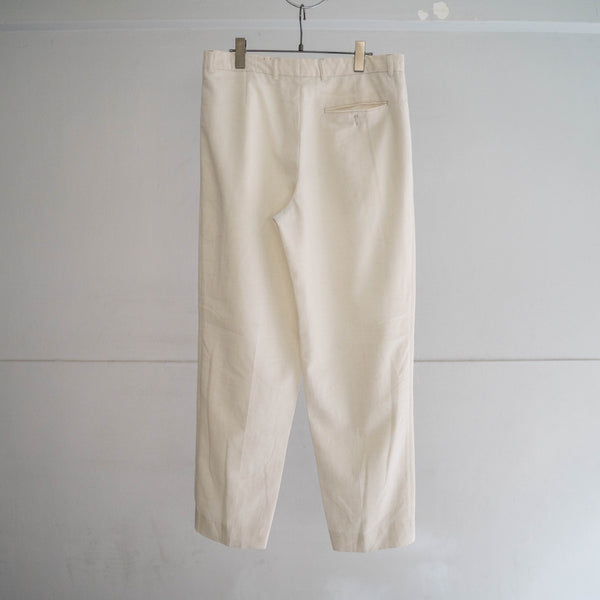 1990s off white poly × linen one tuck pants