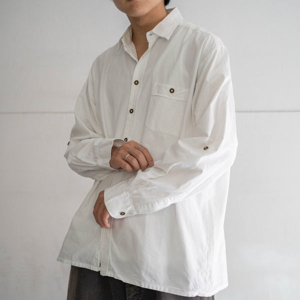 around 1990s white color tyrolean shirt 'with pocket'