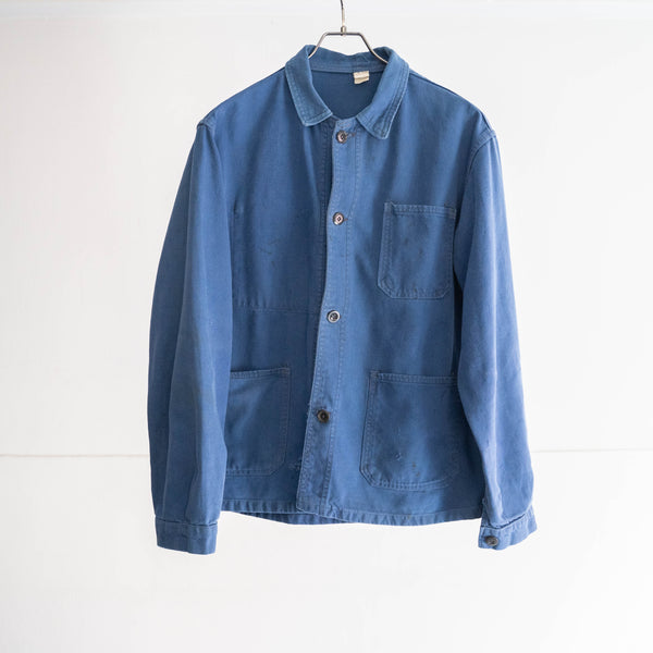 1970-80s France blue color cotton twill work jacket 'good damage'