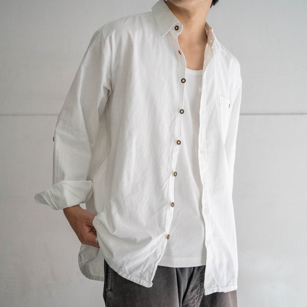 around 1990s white color tyrolean shirt 'with pocket'