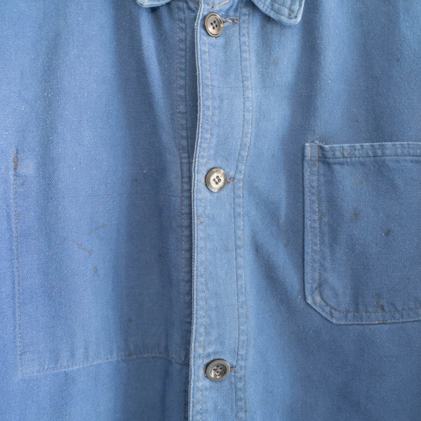 1970-80s France blue color cotton twill work jacket 'good damage'