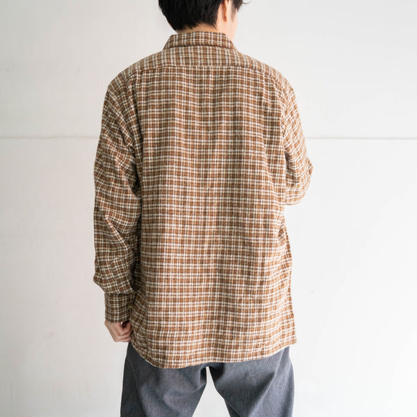 1980s Europe brown based checked full open shirt