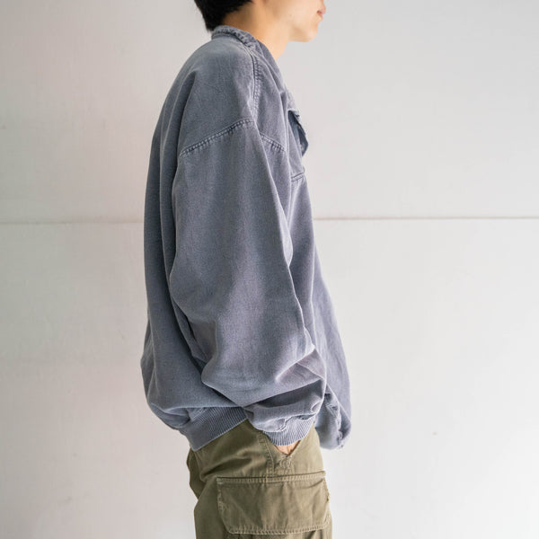 1990s faded blue cotton smock -big size-