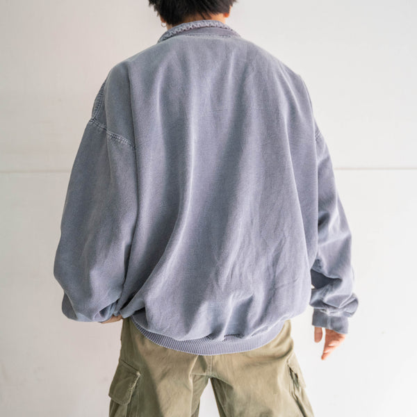 1990s faded blue cotton smock -big size-