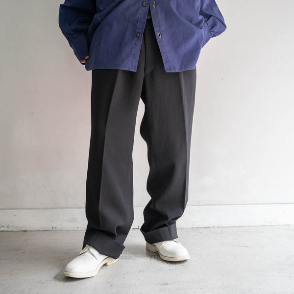 1980s Japan vintage black wool slacks -3
