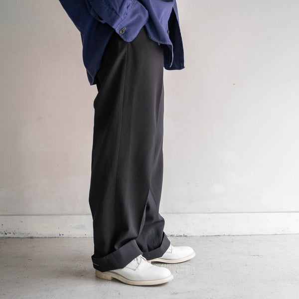 1980s Japan vintage black wool slacks -3