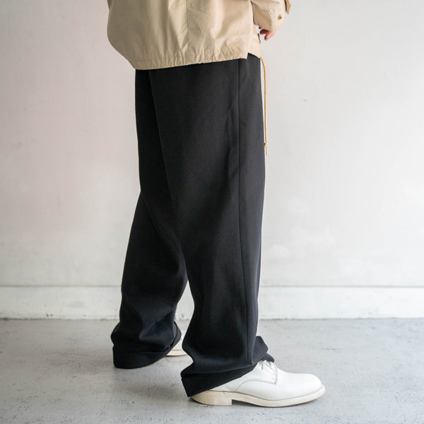 1980s Japan vintage black wool 1 tuck slacks -5
