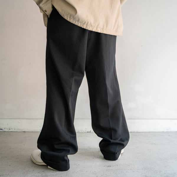 1980s Japan vintage black wool 1 tuck slacks -5