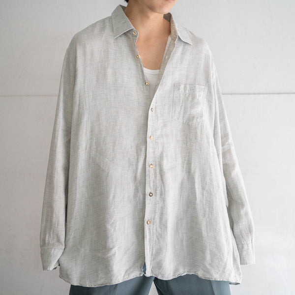 around 1990s sherbet green linen 100 tyrolean shirt