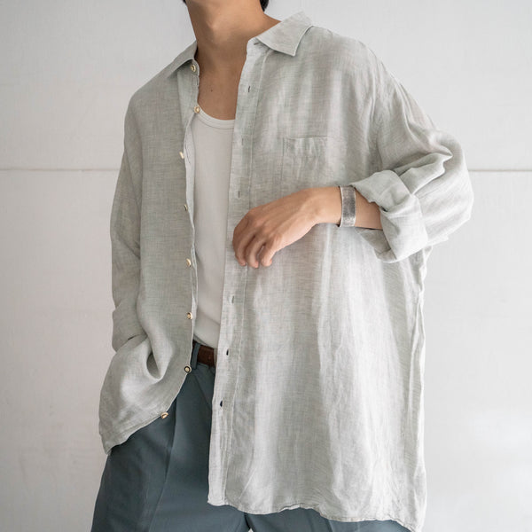 around 1990s sherbet green linen 100 tyrolean shirt