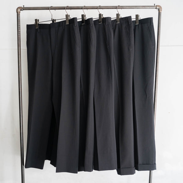 1980s Japan vintage black wool 1 tuck slacks -4