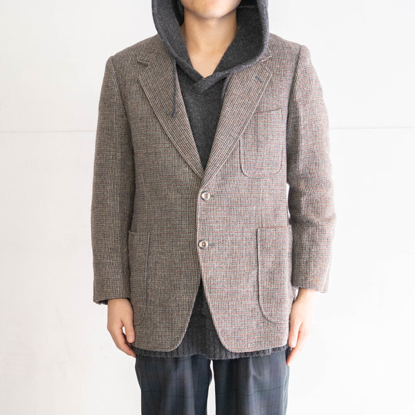 around 1980s Japan vintage light blown based red × lights blue tweed tailored jacket